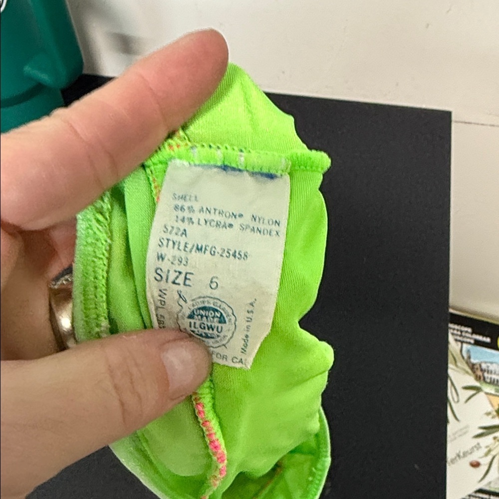 Kids Ruffled Swim Bottoms - Green and Pink 90’s - Picture 2 of 2